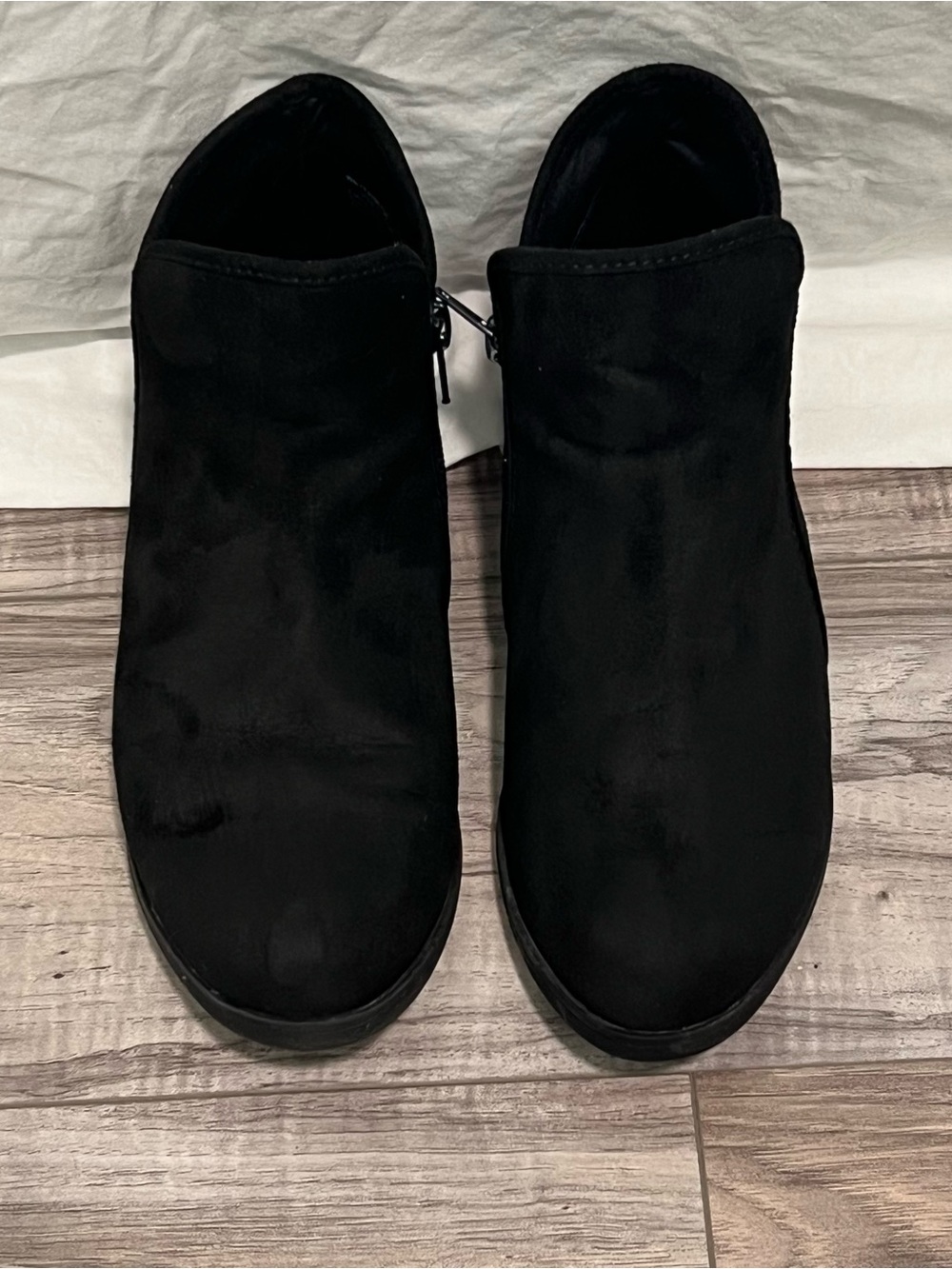 Time and Tru Black Slip-On Loafers with Side Zipper